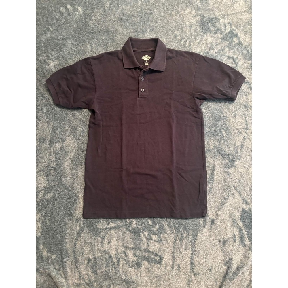 Dickies Mens Polo Shirt Size S Navy Blue Solid Knit Short Sleeve Workwear